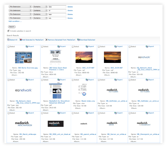 MediaRich For SharePoint Light Table View